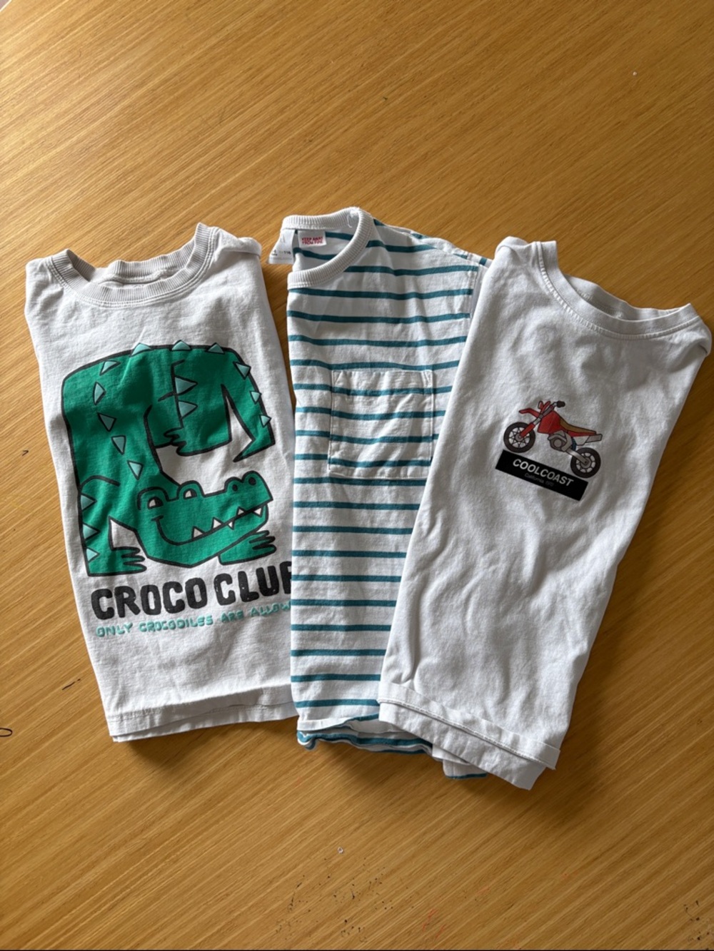Zara White Kids' Tee with Green Crocodile Graphic